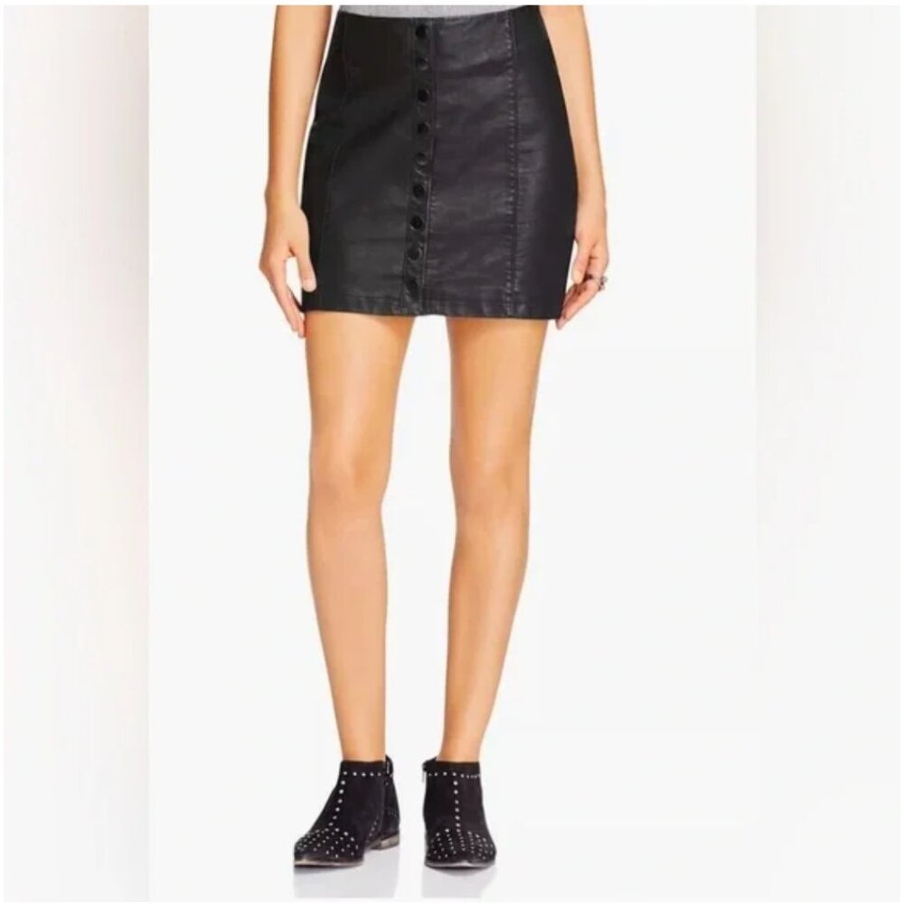 Free People vegan leather oh snap skirt black size 6